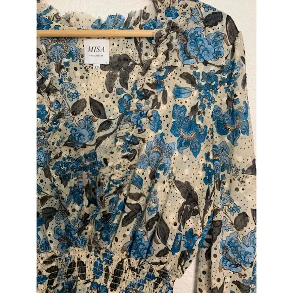 Misa Los Angeles Blue and Brown Floral Mini Dress - Picture 7 of 12